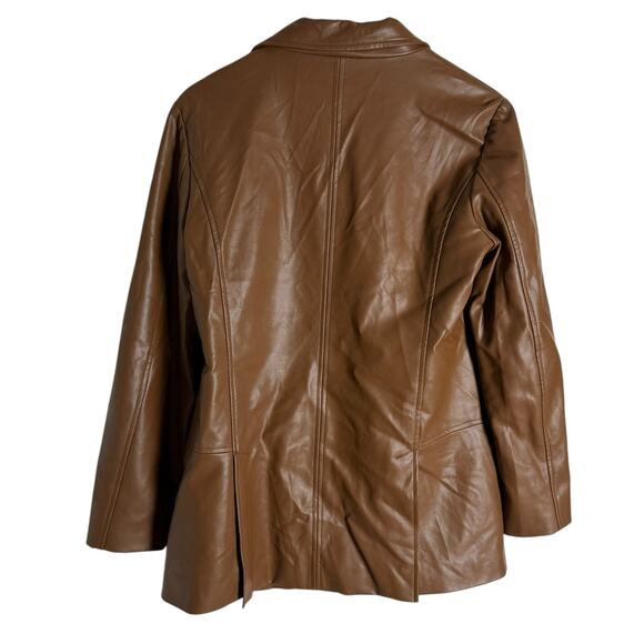 Hutch Anthropologie Brown Vegan Faux Leather Peak Lapel Blazer Jacket Size M - Picture 7 of 10